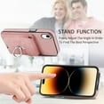 thumbnail image 4 of Compatible with iPhone XR Card Slot Back Case, 360 Degree Rotatable Ring Stand Plating Button PU Leather Support Magnetic Car Mount Phone Case Cover for iPhone XR, Pink, 4 of 13