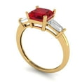 thumbnail image 2 of 1.62 ctw 3 Stone Anniversary Ring for Women | Square Emerald Cut Simulated Ruby | Hyperallergenic Solid 18K Yellow Gold, 2 of 5