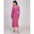 thumbnail image 4 of Moomaya Women's Long Nightdress - Elegant V-Neck Maxi Nightgown With Lace Detailing & Side Slit, 4 of 8
