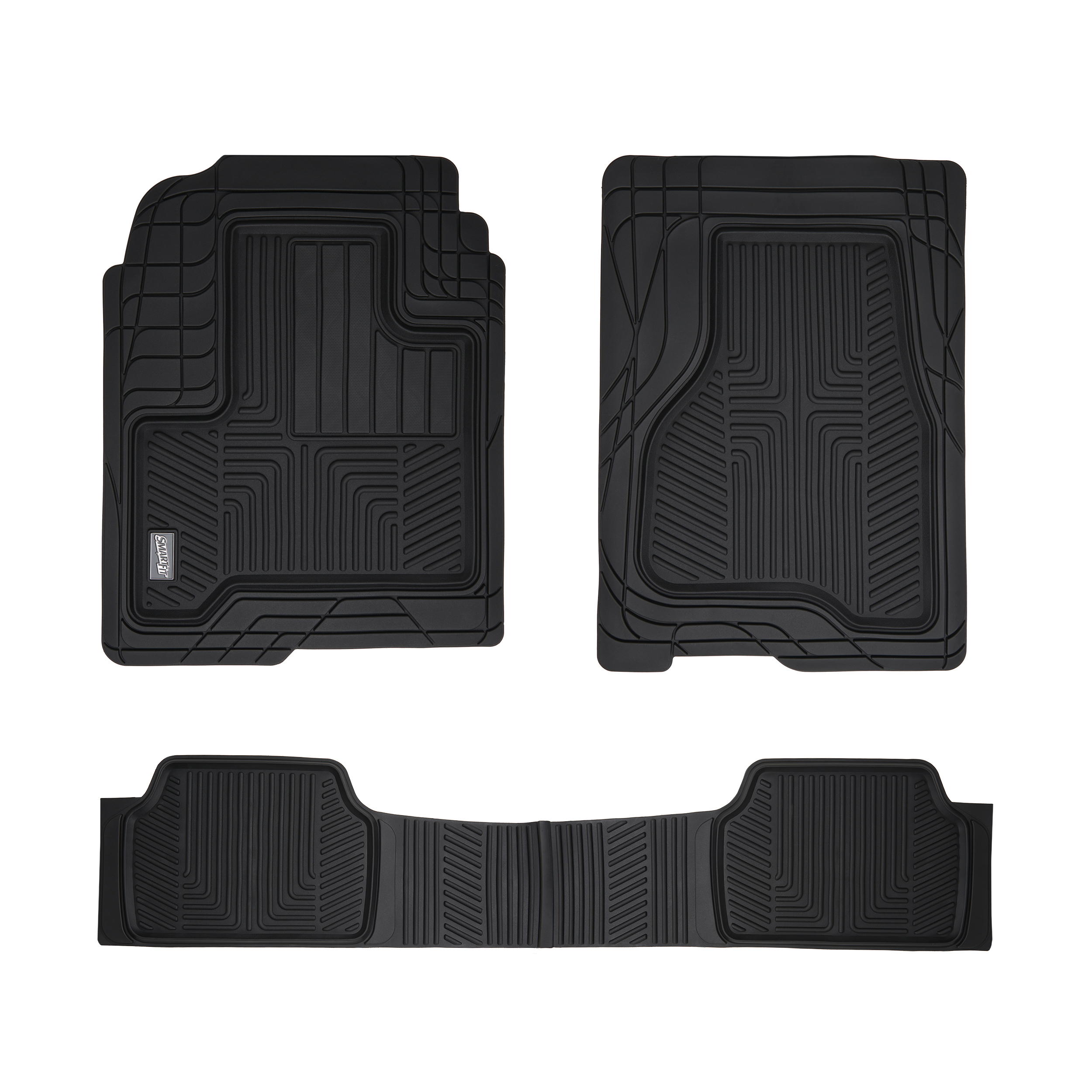 Motor Trend Heavy Duty Trim-to-Fit Car Floor Mats - All Weather Black Rubber - Eco-Friendly