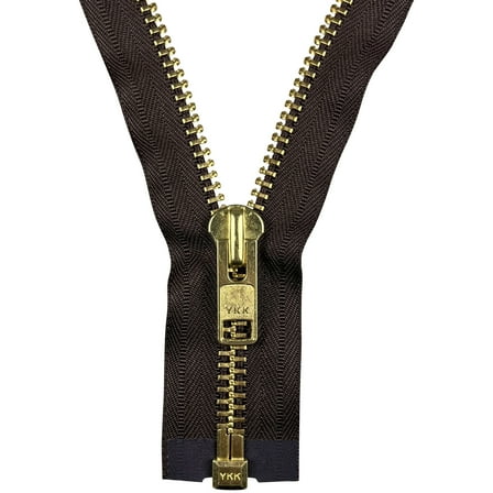 Brown 28" Brass Open Chap Zipper YKK #10