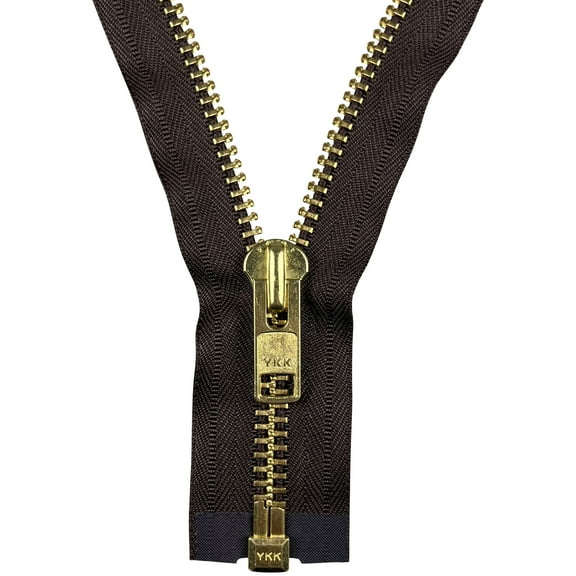 Brown 28" Brass Open Chap Zipper YKK #10