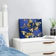 thumbnail image 3 of YILUYINQING Butterflies Blue Gold Art Modern Canvas Prints Wall Decor, Ready To Hang Home Room Art Decor 20x16in, 3 of 6