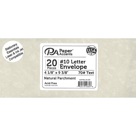 Envelope #10 Letter 20pc Natural Parchment