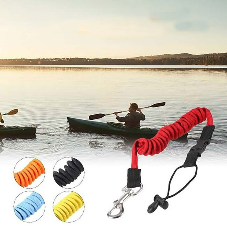 Elastic Paddle Leash Fishing Rod Safety Cord Tether Hook For Kayak Canoe In