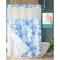 thumbnail image 2 of No Hook Shower Curtain with Snap in Liner, Abstract Flowers Plants Watercolor Floral Hotel Shower Curtains for Bathroom, Washable Shower Curtain Liner Set with Mesh Top Window, 72”x78”, 2 of 6