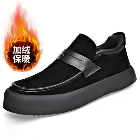 

Casual Suede Shoes Men‘s New Thick-soled Slip-on Lazy Loafers Soft-soled Suede Peas Shoes Men‘s