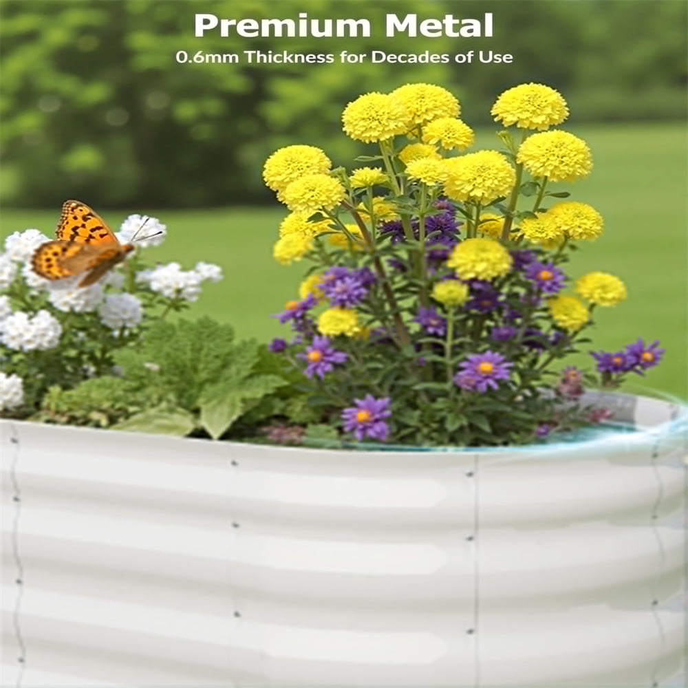 Galvanized Steel Raised Garden Bed - Heavy-Duty Oval Planter Box for Vegetables/Herbs/Flowers, Corrosion-Resistant Outdoor Gardening Kit with Quick Assembly (Backyard/Patio)
