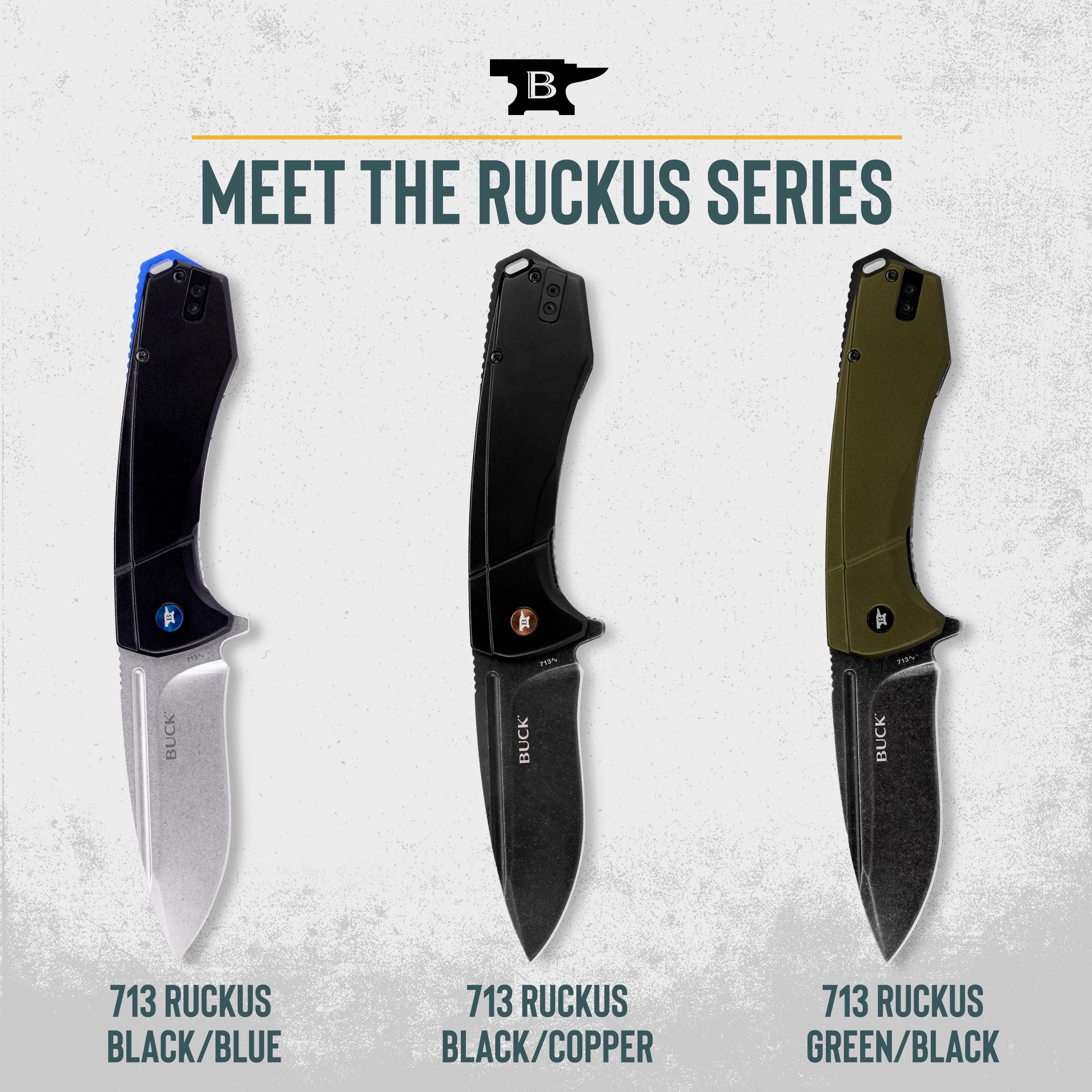 Buck Knives 713 Ruckus Folding Pocket Knife, EDC Knife, 3.5” Drop Point Blade, Green, 5.35 oz