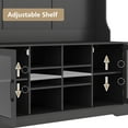 thumbnail image 3 of Furnihold 47.3" Wide Hall Tree with Bench and Shoe Storage, 4-in-1 Design Coat Rack for Entryway, Glass Door Farmhouse Wooden Style, Black, 3 of 7