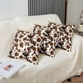 thumbnail image 4 of Cow Printed Throw Pillow Covers 16x16 inch set of 2,Cowhide Print Cow Skin Cushion Cases,Rustic Wild Animal Cushion Covers,Western Farm Animal Decorative Pillow Covers,Brown White, 4 of 5