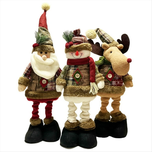 Muñeca Elástica de Tela A Cuadros con Copos de Nieve, Decoración Navideña para Hoteles y Centros Comerciales, Adornos de Diseño, Decoración Retro Navideña