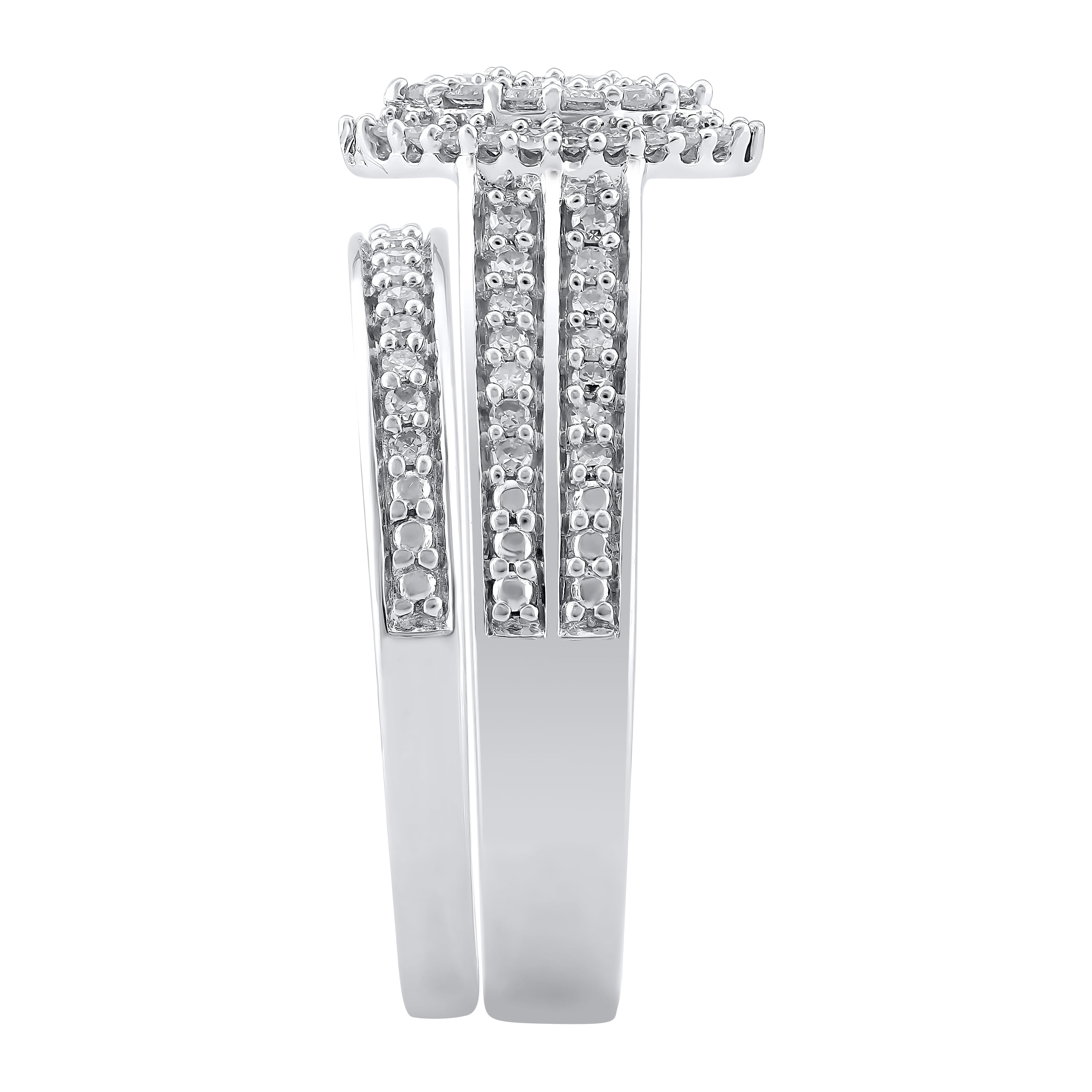 Brilliance Fine Jewelry 1/2 Carat Lab Grown Diamond Women Bridal Set Ring in 925 Sterling Silver