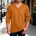 thumbnail image 2 of ZRGHAOYLQ Big and Tall Men's Solid Color V Neck Shirts Long Sleeve Casual Notch Neck Tops Comfortable Breathable Shirts for Men, 2 of 7