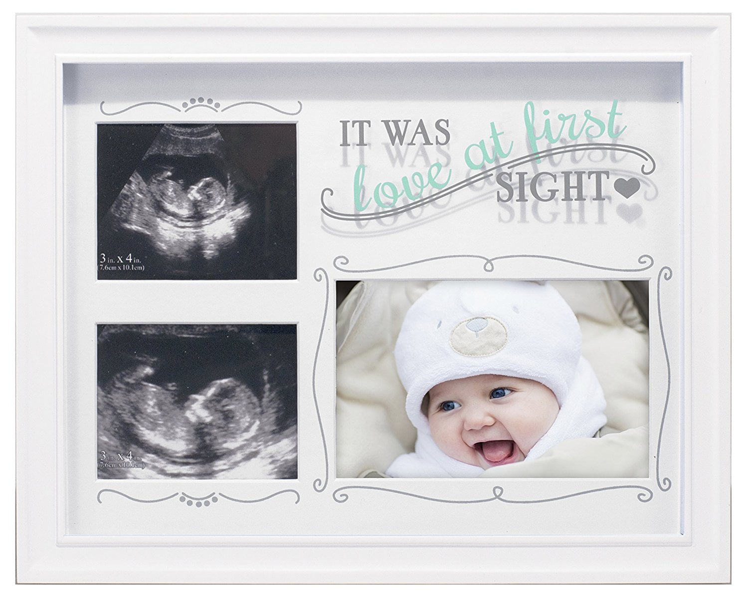 2-3x4 & 1-4x6 3 Option Malden International Designs Shadowbox Silkscreened It was Love at First Sight on the Glass White Picture Frame White 2-3x4 & 1-4x6 3 Option Malden International Designs Shadowbox Silkscreened It was Love at First Sight on the Glass White Picture Frame White