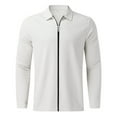 thumbnail image 4 of Men's Solid Color Zipper Lapel Jacket Coat Men's Casual Fashion Warm Coat L, 4 of 5