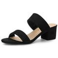 thumbnail image 1 of Women's Dual Straps Mid Chunky Heel Slide Sandals, 1 of 7