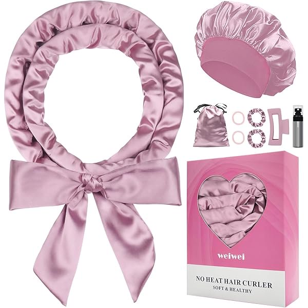 wonima02 Satin Heatless Curlers Hair Curler, No Heat Curls Overnight Hair Curlers to Sleep In Overnight Curls Headband, 70" Hair Curlers No Heat, 9 Pcs Satin Heatless Curling Set for Women Long Hair