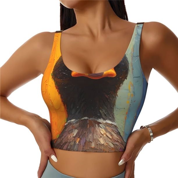 Balery Colorful Painted Duck Sujetadores deportivos con espalda cruzada para mujer, acolchados, sin costuras, de alto impacto, ideales para yoga, gimnasio, entrenamiento y fitness.-XX-Large