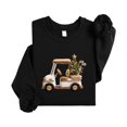 thumbnail image 5 of Ink-Printed Image NOT a Yarn Patch - Christmas Golf Cart Sweatshirt for Women Festive Sweater Black Sweatshirt Adult Small, 5 of 5