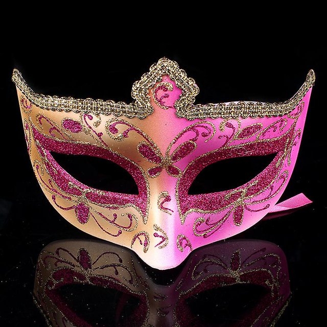 Mascarada Máscara de encaje Fiesta al por mayor Belleza Media cara Damas con mascarilla Rosa roja kaili Sencillez