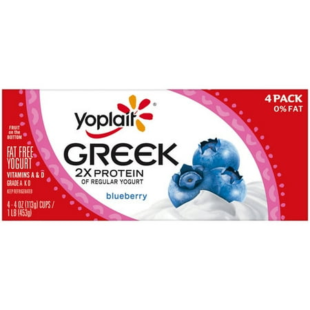 Yoplait Greek Blueberry Fat Free Yogurt, 4 oz, 4 count