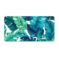 Smoaffly Green Tropical Leaves Decorative Car Front, Palm Metal Car Plate, License Plate, Vanity Tag, Aluminum Novelty License Plate for Car 6×12 Inch