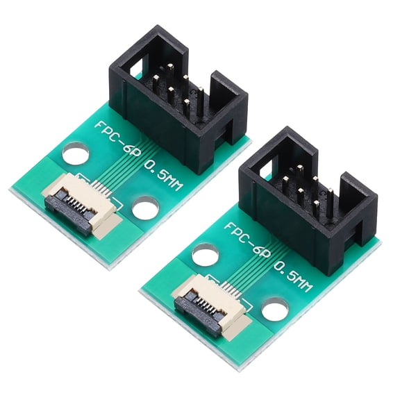 2pcs FFC FPC Connector Board 6 Pin 0.5mm Socket to 2.54mm Double Row DC3 Male Pin Header Strip Adapter
