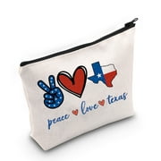 LEVLO Funny Texas Map Cosmetic Bag Proud Texan Gift Peace Love Texas Makeup Zipper Pouch Bag Texas Lone Star State Gift