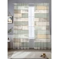 thumbnail image 2 of Beige Light Green Sheer Curtains 84 Inch Length 2 Panels Set, Farmhouse Wooden Striped Voile Window Treatment Rod Pocket Curtains Sheers Drapes for Bedroom/Living Room/Kitchen 52"x84"x2, 2 of 7
