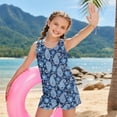 thumbnail image 5 of Xoenoiee Blue Paisley Flower Print Girls Tankini Swimsuit with Shorts Tummy Control Two Piece Bathing Suit 2026 Swimwear Skin-friendly Tank Top with Sporty Shorts, Size 14-15 Years, 5 of 7