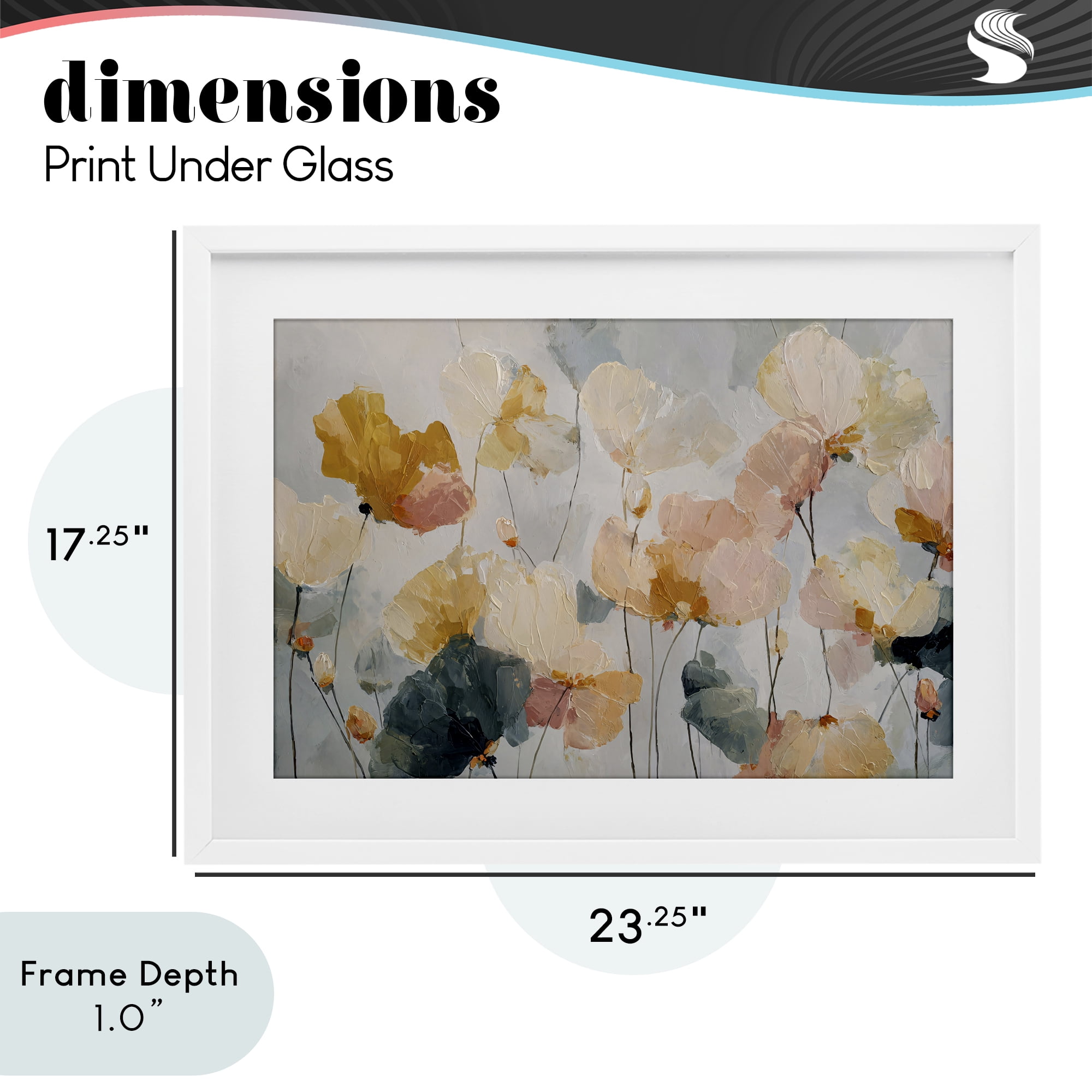 Stupell Industries Abstract Brushed Petals White Framed Print Under Glass, design by Jacky Ngan