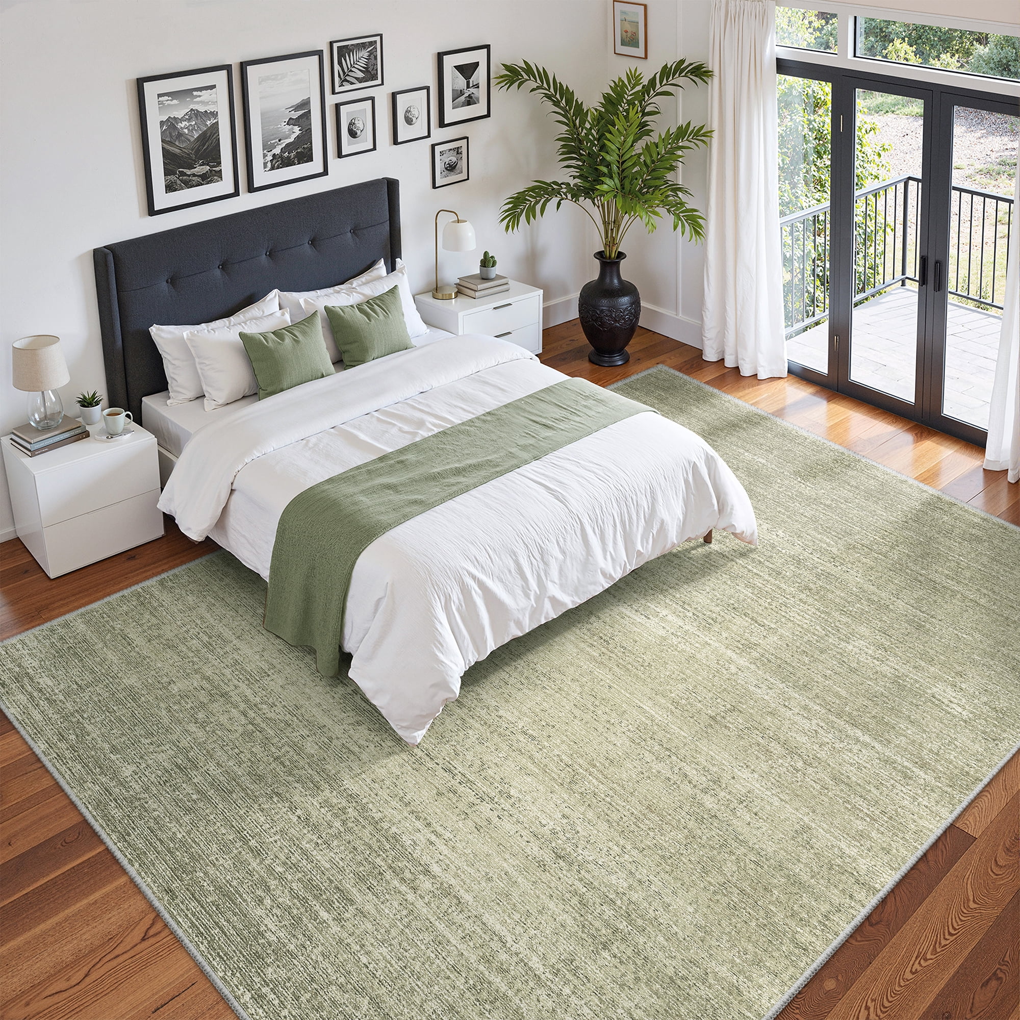 Roxstand TPR Non-Slip Area Rug Washable Soft Carpet for Living Room Bedroom Kitchen Hallway Entryway Home Decor Floor Mat, 8x10 ft, Green