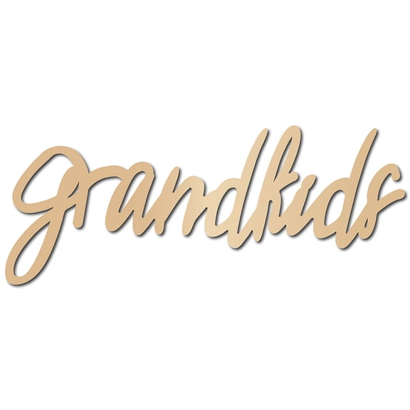 Grandkids Laser Cut Wood Letter Sign Wall Decor Cutouts Unfinished Wooden Signs Wall Art Basswood Hanging Sculpture Decoration