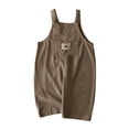 thumbnail image 2 of Toddler Boy Girl Soft Corduroy Suspender Pants Kids Overalls Loose Retro Fall Adjustable Button Overalls with Pocket Brown 9-12Month, 2 of 7