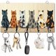 thumbnail image 1 of Organizador de llaves de madera para pared con 5 ganchos para llaves, ideal para casa, con diseño de gatos calicó, 1 of 9