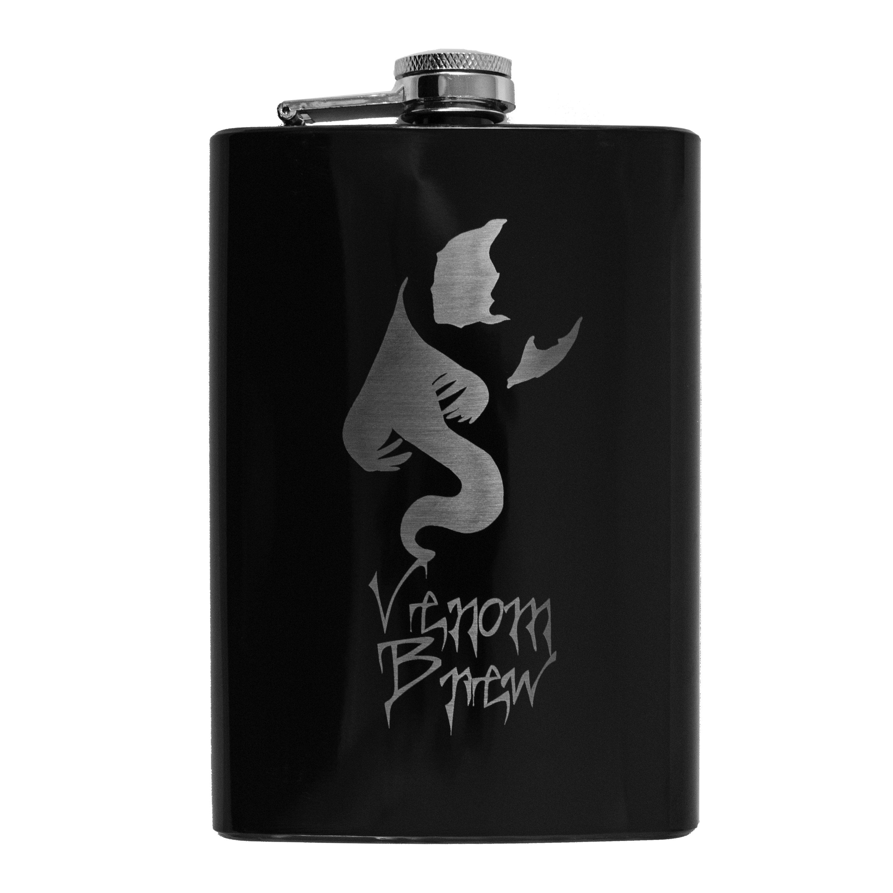 Hip Flask Plus Stainless Steel 8oz Black Flask Venom Brew