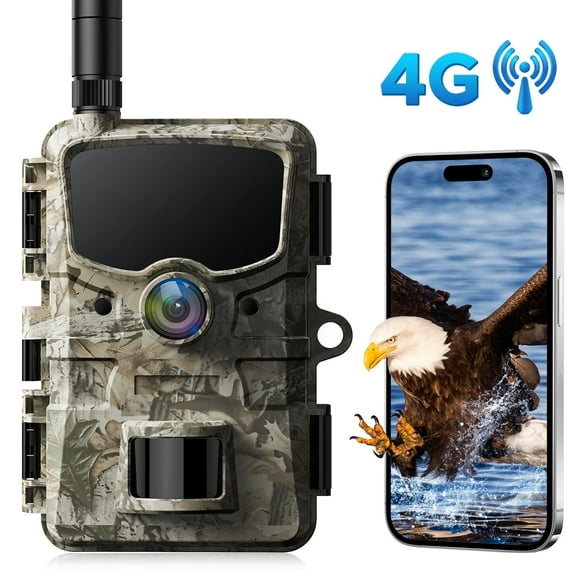CAMPARK 4G Cellular Trail Camera, 1080P 24MP Hunting Game Camera with Live View and Motion Alerts, Night Vision IP66 Waterproof for Wildlife Monitoring