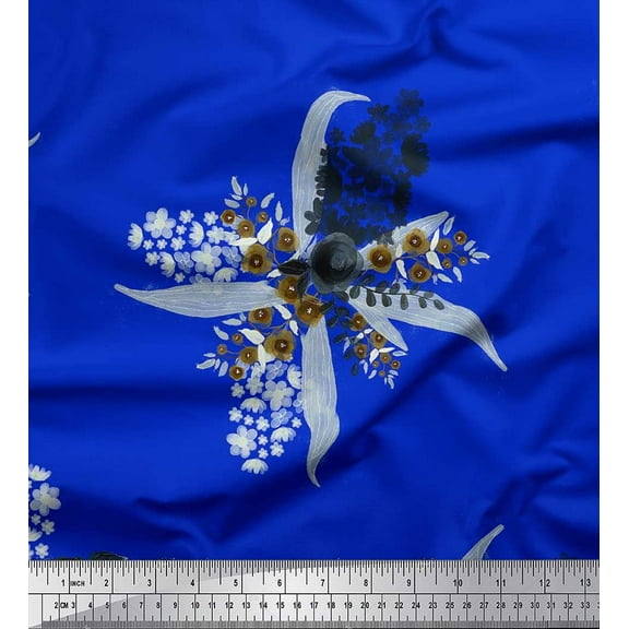 Soimoi Cotton Duck Fabric Leaves & Rose Flower Fabric Prints By Yard 42 Inch Wide