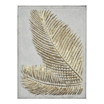 DecMode Gold Metal Leaf Relief Palm Tree Wall Decor with Cream Textured Backing