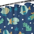 thumbnail image 3 of Ocean Life Shower Curtain - Beach & Nautical Themed Bath Curtain 72x72 Inch, Waterproof & Quick Dry Polyester Fabric with Tropical Fish Print, Includes 12 Hooks, Machine Washable for Easy Care, 3 of 5