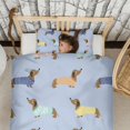 thumbnail image 3 of Colorful Funny Dachshund Duvet Cover and Pillowcase Set for Single Bedding, Bedroom Accessories for Kids Teens, 3 of 5
