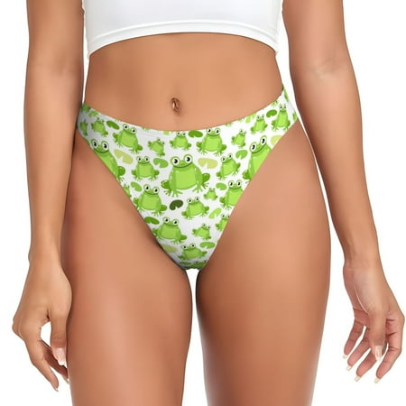 Rateoe Cute Frogs Pattern Seamless Women Underwear Thongs No Show Ladies Thong No Line Breathable Comfortable Panties Undies for Women-X-Small