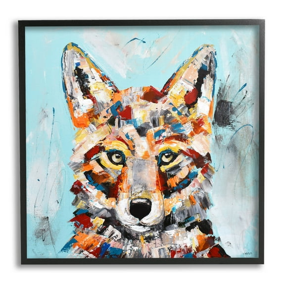 Urban Fox Brushed Splatter Animals & Insects Painting Black Framed Art Print Wall Art