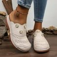 thumbnail image 6 of Xfvqtps Clogs for Women Mules Slide Closed Toe Clog Bead Decor Hollow out Comfortable Wedge Mule White, 6 of 9