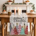 thumbnail image 3 of Christmas Trees Table Runner 120 Inches Long - Winter Xmas Colorful Snowflakes Wood Grain Kitchen Dining Burlap Linen Tablerunner for Small/Round/Square/Wedding/Coffee/Dining Table Party 13 x 120, 3 of 9