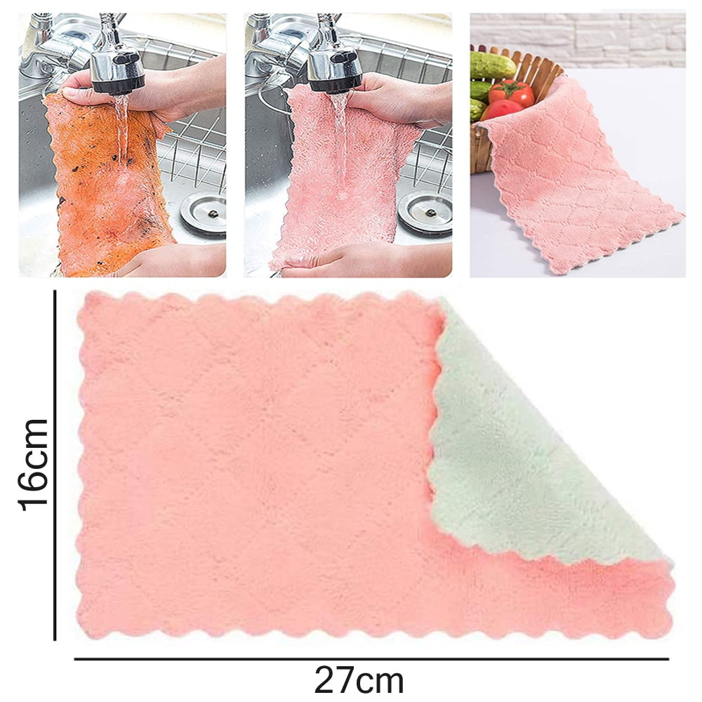  11Pack Kitchen Dish Cloths, Reusable Dish Towels, Nonstick Oil  Washable Fast Drying, Super Absorbent Coral Velvet Cleaning Cloths for Mom  from Daughter Son(Green-grey10 x 6) : Health & Household