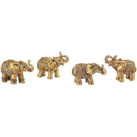 Elephant Decoration - Set of 4 Thai Elephant Collectible Statue Figurine Decoration Decor