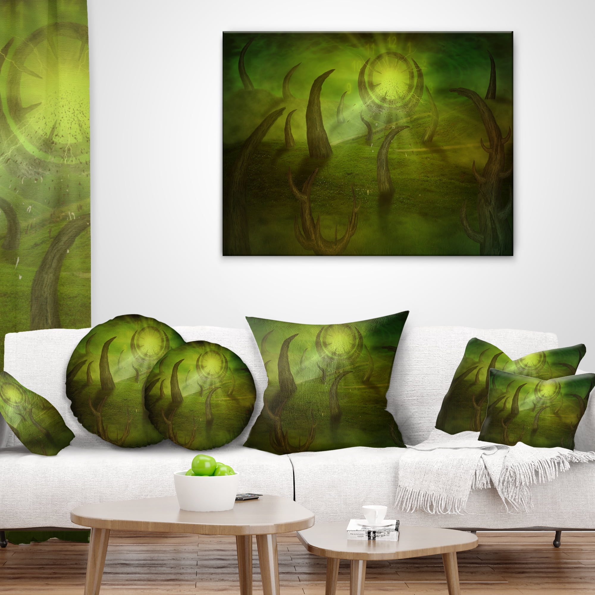 Designart Green Time Travel - Abstract Throw Pillow - 12x20