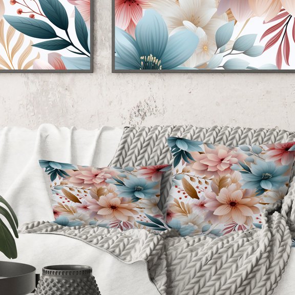 Designart "Blooming Pastel Bohemia" Floral Printed Throw Pillow